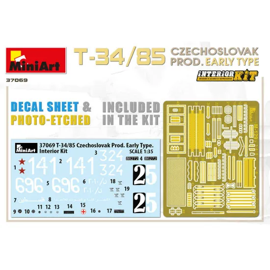 Miniart 37069 - 1/35 - T-34/85 CZECHOSLOVAK PROD. EARLY TYPE. INTERIOR KIT