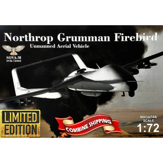 Sova Model SM72003 1/72 - N.Grumman Fireberd UAV scale model kit, Length 143 mm