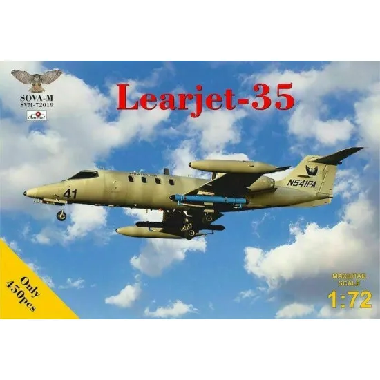 Sova Model SM72019 1/72 - Learjet 35 N541PA scale model kit, Length 205 mm