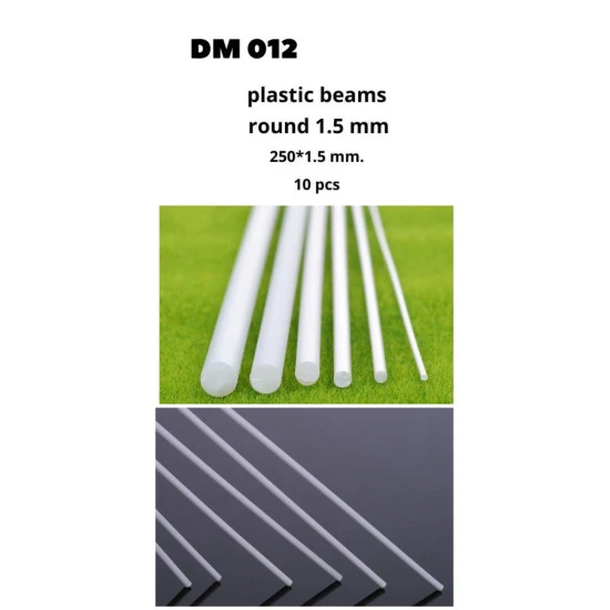 Dan Models 012 - PLASTIC PROFILE 1.5 MM. diameter, LENGTH 250 MM. 10 PIECES