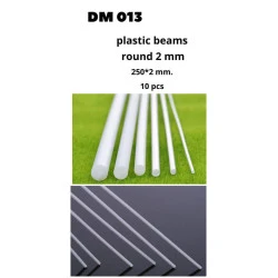 Dan Models 013 - PLASTIC PROFILE 2 MM. diameter, LENGTH 250 MM. 10 PIECES