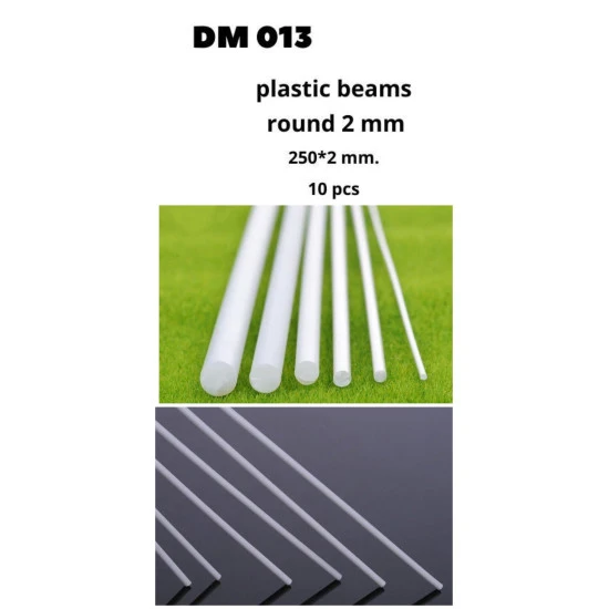 Dan Models 013 - PLASTIC PROFILE 2 MM. diameter, LENGTH 250 MM. 10 PIECES