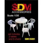 SDM 35001 - 1/35 - Table (2 pcs), chairs (8 pcs). Acccessories for diorama