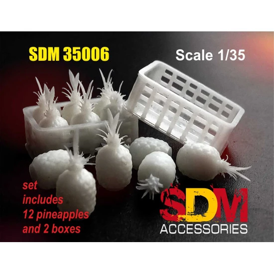 SDM 35006 - 1/35 - Pineapples 12 pcs, boxes 2 pcs. Acccessories for diorama SDM 35006 - 1/35 - Pineapples 12 pcs, boxes 2 pcs. Acccessories for diorama