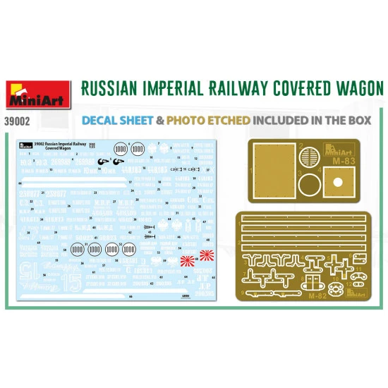 Miniart 39002- 1/35 - RUSSIAN IMPERIAL RAILWAY COVERED WAGON 182 mm