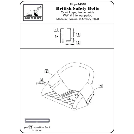 Armory peA4810 - 1/48 - British WWI 2-point leather wide seatbelt