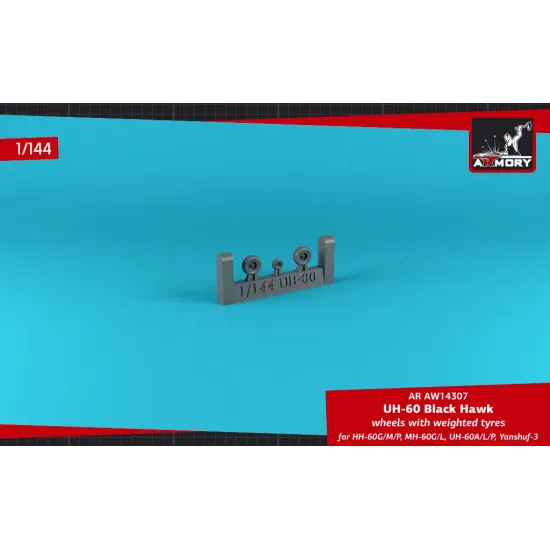 Armory AW14307 - 1/144 - UH-60 Black Hawk wheels w/ weighted tires