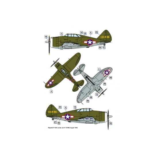 Dora Wings 48029 - 1/48 Scale - Republic P-43 Lancer. Plastic Model Kit