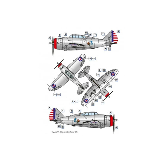 Dora Wings 48029 - 1/48 Scale - Republic P-43 Lancer. Plastic Model Kit