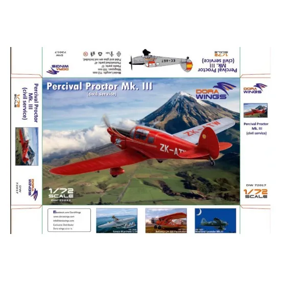 Dora Wings DW72017 Percival Proctor Mk.III (civil registration) plastic model kit, scale 1/72