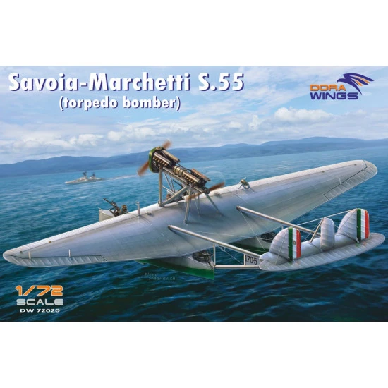 Dora Wings DW72020 Savoia-Marchetti S.55 (torpedo bomber) plastic model kit, scale 1/72