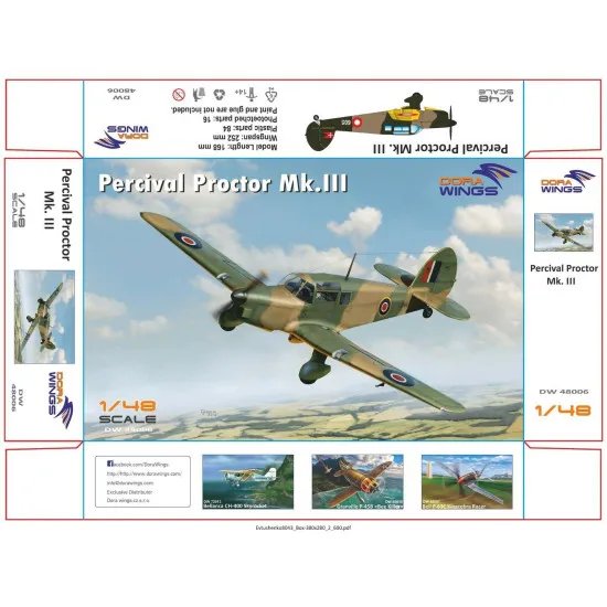 Dora Wings DW 48006 Percival Proctor Mk.III plastic model kit, scale 1/48 Dora Wings DW 48006 Percival Proctor Mk.III plastic model kit, scale 1/48