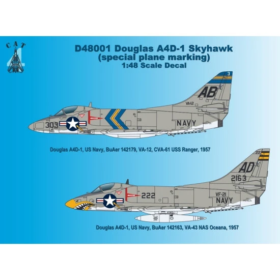 CAT4 D48001 - 1/48 Douglas A4D-1 A-4A Skyhawk Special Plane Marking Decals BuAer