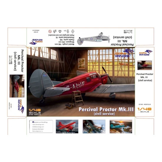 Dora Wings DW 48016 Percival Proctor Mk.III (civil registration) plastic model kit, scale 1/48