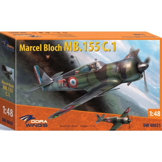 Dora Wings DW 48021 Bloch MB.155C.1 plastic model kit, scale 1/48