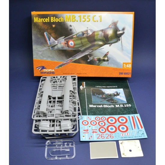 Dora Wings DW 48021 Bloch MB.155C.1 plastic model kit, scale 1/48