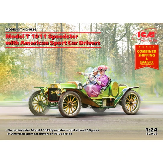 ICM 24026 - 1/24 - Model T 1913 Speedster with American Sport Car Drivers