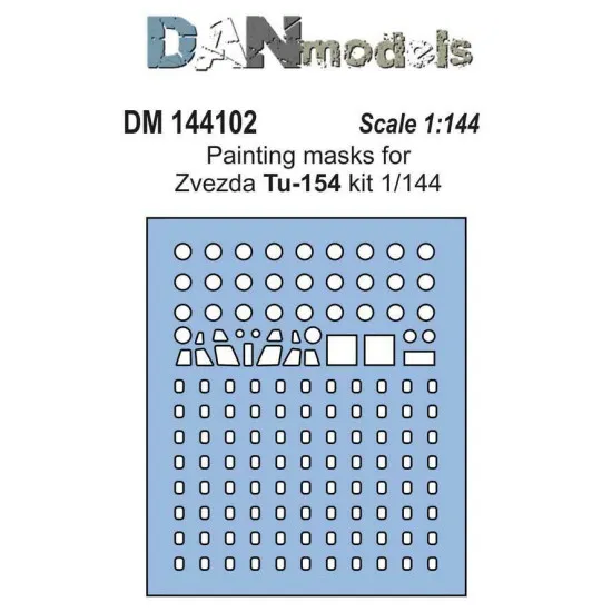 DAN MODELS 144102 PAINTING MASKS FOR MODEL ZVEZDA TU-154 KIT 1/144