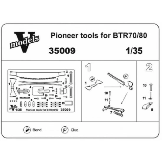 Vmodels 35009 - 1/35 - Photo-etched Pioneer tools for BTR 70/80 for Zvezda