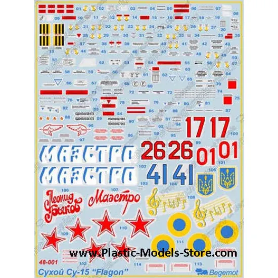 Sukhoi Su-15TM stencil decals 1/48 BEGEMOT 48001