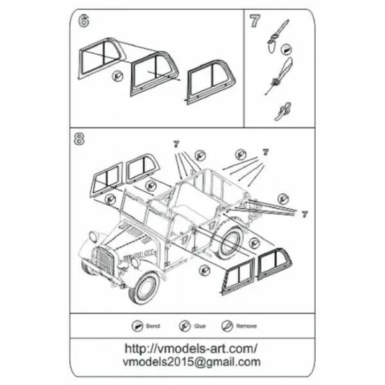 Vmodels 35040 - 1/35 - PE Removable lateral windows le.dl. Einheits(Kfz.1)
