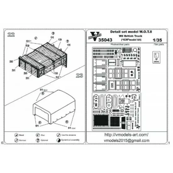 Vmodels 35043 - 1/35 - Photo-etched set model W.O.T. 8 WWII British truck
