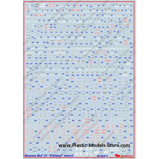 Mikoyan MiG-21 stencil decals 1/48 BEGEMOT 48003 Mikoyan MiG-21 stencil decals 1/48 BEGEMOT 48003