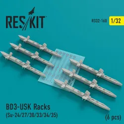 Reskit RS32-0160 - 1/32 BD3-USK Racks (Su-24/27/30/33/34/35) (6 pcs) scale kit