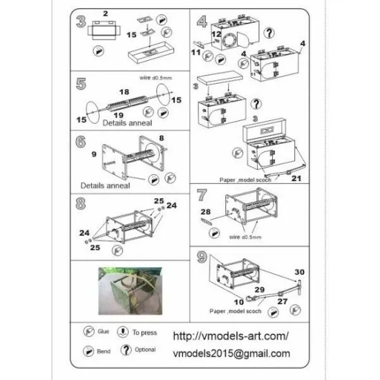 Vmodels 35049 - 1/35 - Photo-etched Soviet field telephone UNA-Fi 43 TK-2
