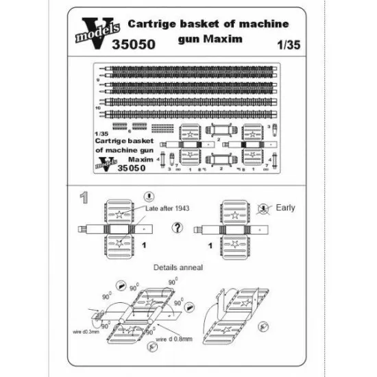 Vmodels 35050 - 1/35 - Photo-etched Cartrige basket of machine gun Maxime