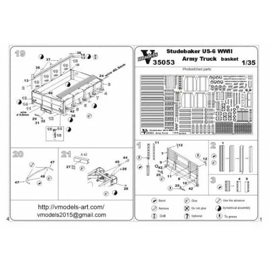 Vmodels 35053 - 1/35 - Photo-etched Studebaker US-6 WWII Army Track basket
