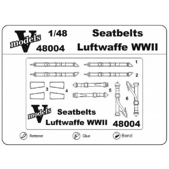 Vmodels 48004 - 1/48 - Photo-etched Seatbelts Luftwaffe WWII
