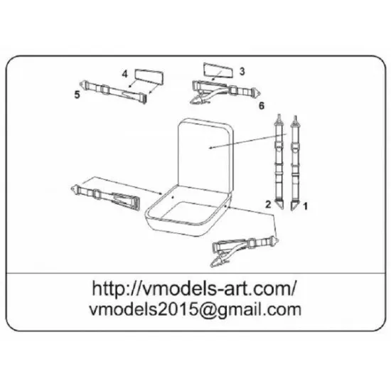 Vmodels 48004 - 1/48 - Photo-etched Seatbelts Luftwaffe WWII