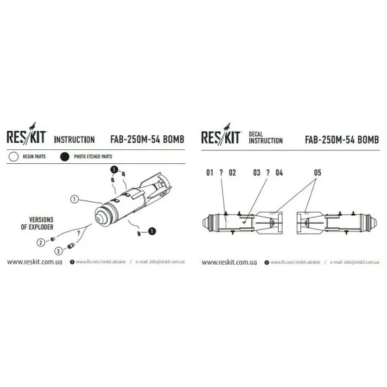 Reskit Rs48-0094 - 1/48 - Fab-250m-54 Bomb 4 Pcs Resin Model