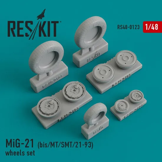 Reskit RS48-0123 - 1/48 - Wheels set for MiG-21 (bis/MT/SMT/21-93) Resin Detail