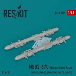 Reskit RS48-0158 - 1/48 - MBD2-67U (2 pcs) Multiple Bomb Racks Resin Detail