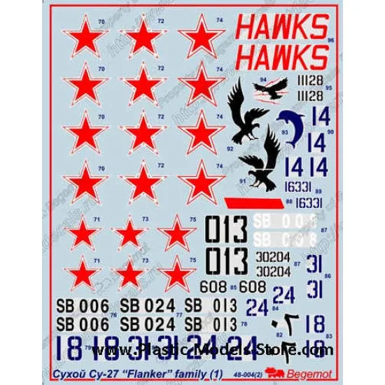 Sukhoi Su-27 part 1 decals 1/48 BEGEMOT 48004