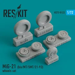 Reskit RS72-0123 - 1/72 Resin wheels set MiG-21(bis/MT/SMT/21-93) Resin Detail