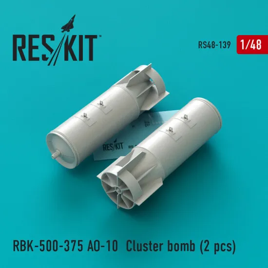 Reskit RS48-0139 - 1/48 RBK-500-375 AO-10 Cluster bomb (2 pcs), Resin Detail