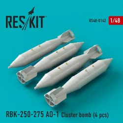 Reskit RS48-0142 - 1/48 RBK-250-275 AO-1 Cluster bomb (4 pcs), Resin Detail