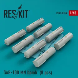 Reskit RS48-0154 - 1/48 SAB-100 MN bomb (8 pcs) scale Resin Detail kit