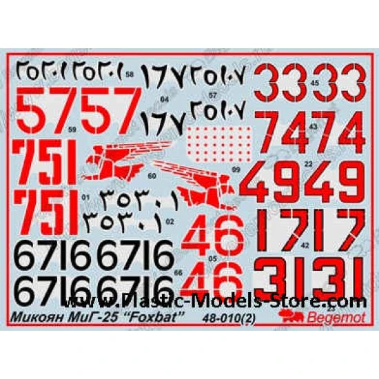 Mikoyan MiG-25 decals 1/48 BEGEMOT 48010