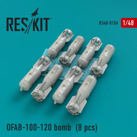 Reskit RS48-0156 - 1/48 OFAB-100-120 bomb (8 pcs) scale Resin Detail kit