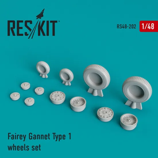 Reskit RS48-0202 - 1/48 Fairey Gannet Type 1 wheels set, scale Resin Detail kit