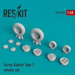 Reskit RS48-0203 - 1/48 Fairey Gannet Type 2 wheels set, scale Resin Detail kit