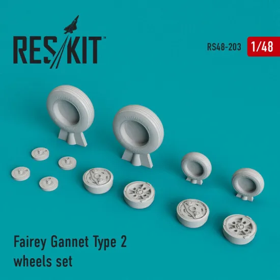 Reskit RS48-0203 - 1/48 Fairey Gannet Type 2 wheels set, scale Resin Detail kit