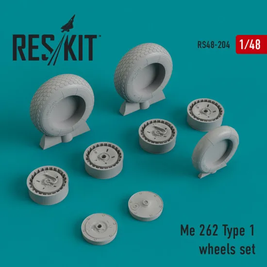 Reskit RS48-0204 - 1/48 Me.262 Type 1 wheels set, scale Resin Detail kit