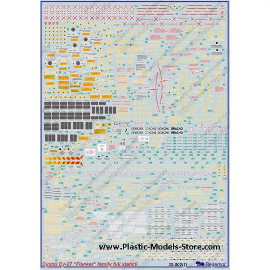 Sukhoi Su-27 complete stencil decals 1/32 BEGEMOT 32002