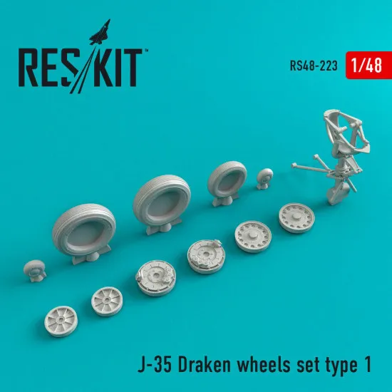 Reskit RS48-0223 - 1/48 J-35 Draken Type 1 wheels set, scale Resin Detail kit