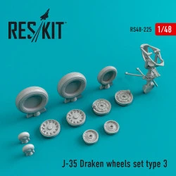 Reskit RS48-0225 - 1/48 J-35 Draken Type 3 wheels set, scale Resin Detail kit